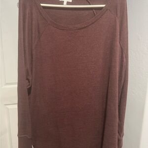 Maurices Long Sleeve Scoop Neck Top - Plum